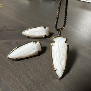 Kendra Scott White Arrowhead Necklace and matching Earrings